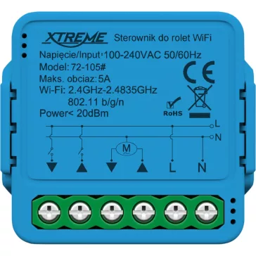   XTREME Tuya WiFi intelligens redőnyvezérlő modul – Smart Life, 5A