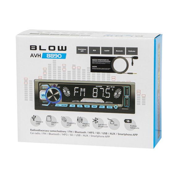 BLOW AVH-8890 RDS APP RGB MP3/USB/microSD/Bluetooth autórádió - zoppo.hu