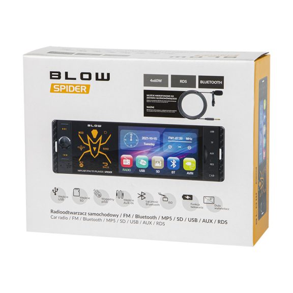 BLOW SPIDER 4" RDS RGB MP5/USB/microSD/Bluetooth autórádió - zoppo.hu