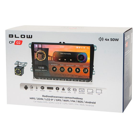 BLOW CP02 2DIN 9" Android/WiFi/GPS/CarPlay VW/SKODA/SEAT autórádió - zoppo.hu