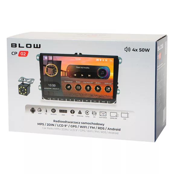 BLOW CP02 2DIN 9" Android/WiFi/GPS/CarPlay VW/SKODA/SEAT autórádió - zoppo.hu