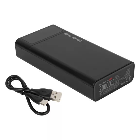 BLOW PB20E 20000 mAh QC/PD 22,5 W powerbank Lightning bemenettel fekete - zoppo.hu BLOW PB20E 20000 mAh QC/PD 22,5 W powerbank Lightning bemenettel fekete - zoppo.hu