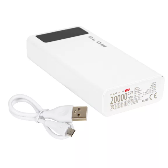 BLOW PB20E 20000 mAh QC/PD 22,5 W powerbank Lightning bemenettel fehér - zoppo.hu BLOW PB20E 20000 mAh QC/PD 22,5 W powerbank Lightning bemenettel fehér - zoppo.hu