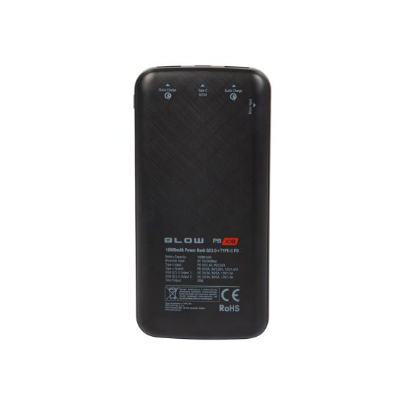 BLOW PB10B 10000 mAh QC/PD 22,5 W powerbank fekete - zoppo.hu