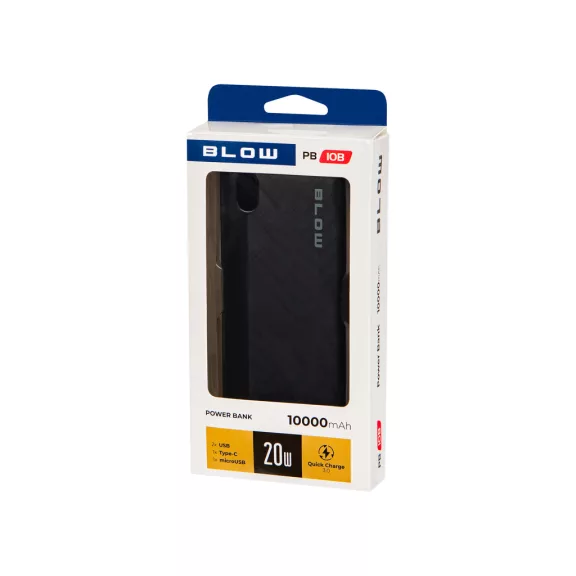 BLOW PB10B 10000 mAh QC/PD 22,5 W powerbank fekete - zoppo.hu BLOW PB10B 10000 mAh QC/PD 22,5 W powerbank fekete - zoppo.hu