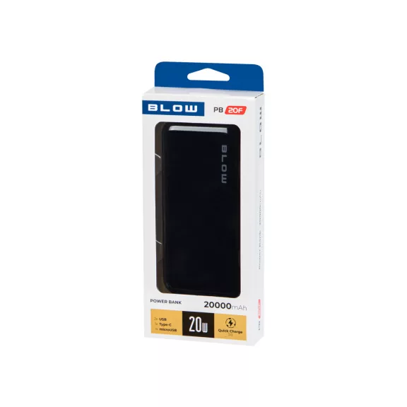 BLOW PB20F 20000 mAh PD/QC 22,5 W powerbank fekete - zoppo.hu BLOW PB20F 20000 mAh PD/QC 22,5 W powerbank fekete - zoppo.hu