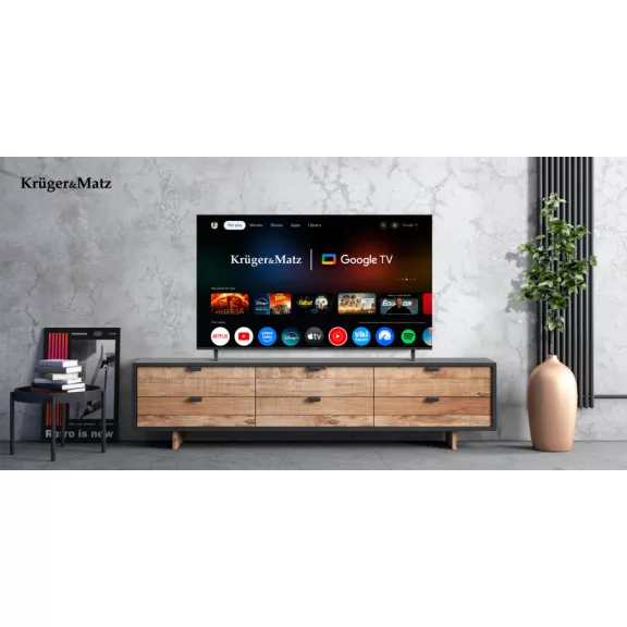 Kruger&Matz 55" UHD Google TV 5.0 DVB-T2/T/C H.265 HEVC televízió