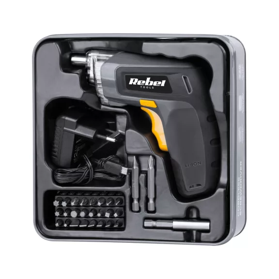 Rebel RB-1001 Akkus csavarhúzó készlet 3,6V 1300mAh 27 részes Rebel RB-1001 Akkus csavarhúzó készlet 3,6V 1300mAh 27 részes