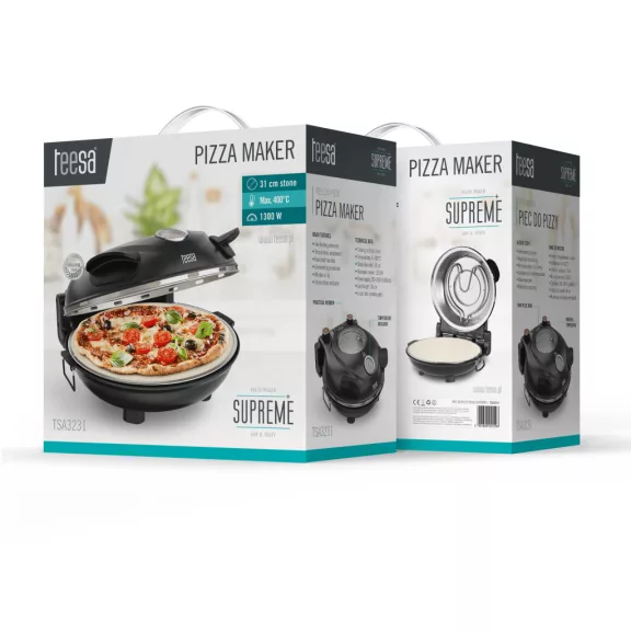 Teesa Supreme pizzasütő kemence 1200 W – 32 cm-es kivehető pizzasütő kővel Teesa Supreme pizzasütő kemence 1200 W – 32 cm-es kivehető pizzasütő kővel