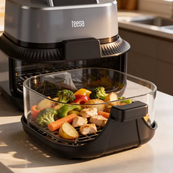 TEESA GLASS AIR FRYER 4L, 1,5 L, 1500W olaj nélküli fritőz TEESA GLASS AIR FRYER 4L, 1,5 L, 1500W olaj nélküli fritőz