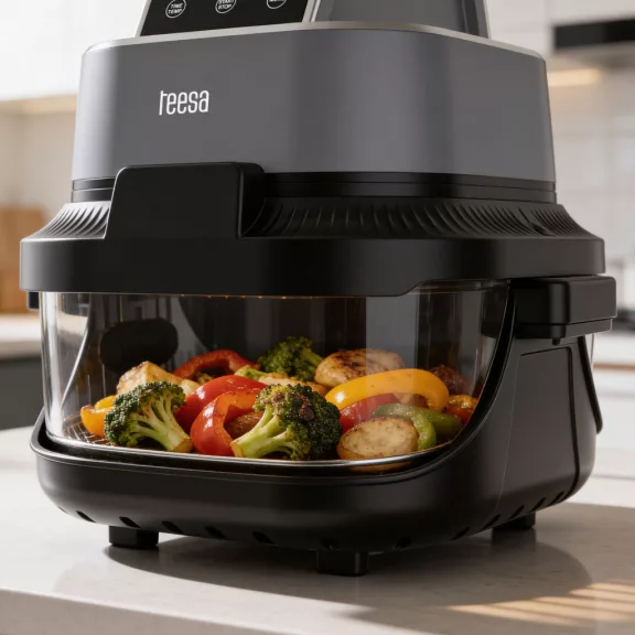TEESA GLASS AIR FRYER 4L, 1,5 L, 1500W olaj nélküli fritőz TEESA GLASS AIR FRYER 4L, 1,5 L, 1500W olaj nélküli fritőz