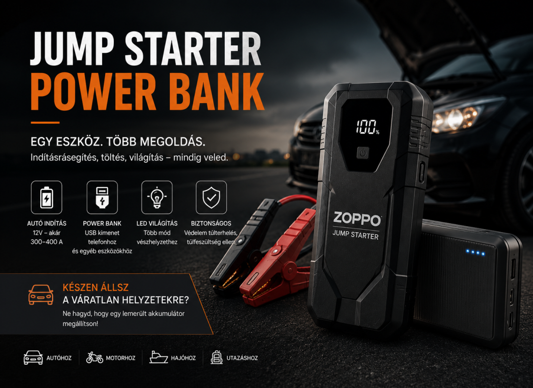 Mire jó a jump starter power bank? Autós vészhelyzetek egyszerű megoldása